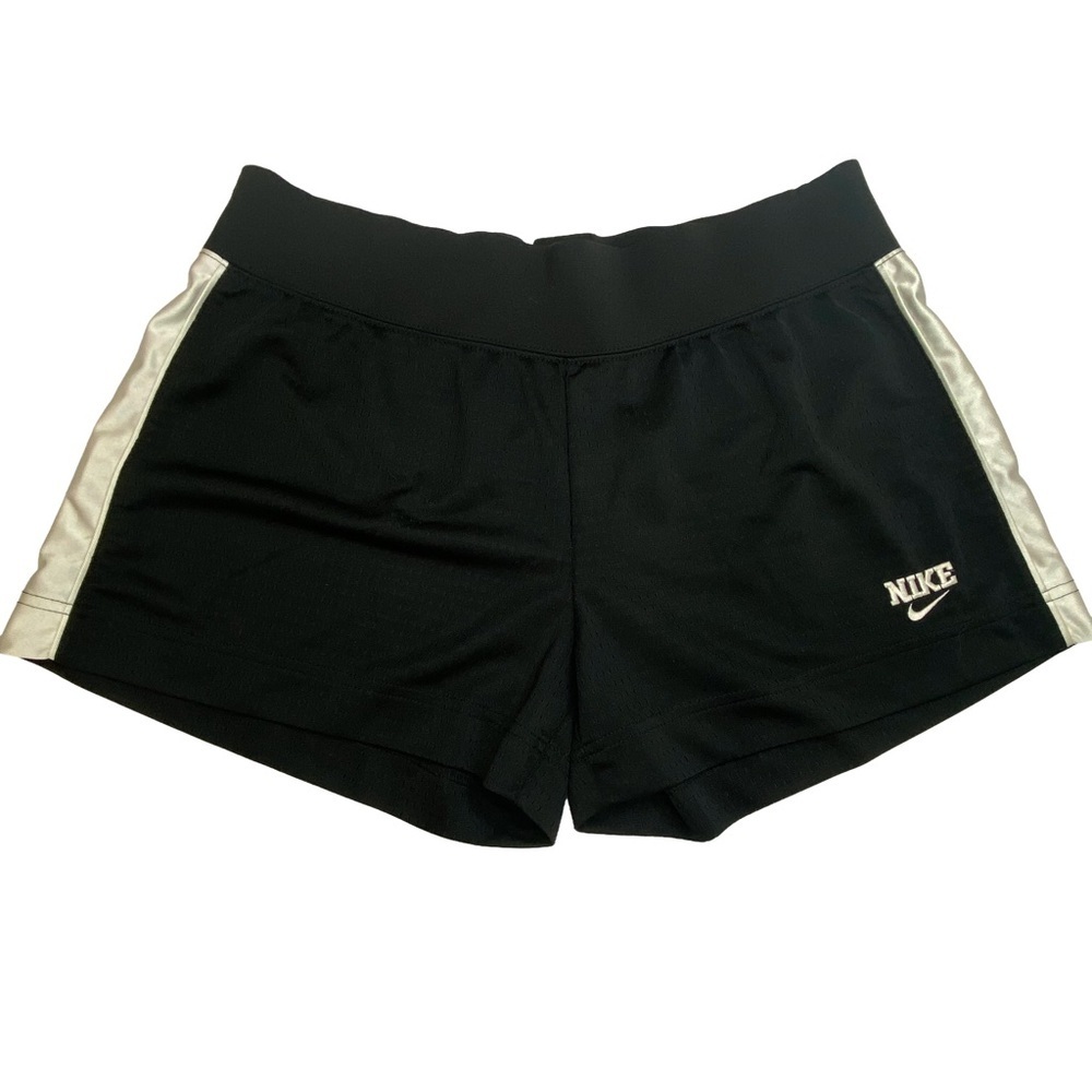 Nike Womens Athletic Shorts Sz Large 12-14 Black White Basketball Workout